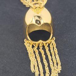 18k Gold Plated Hawaiian Ikaika Helmet with Chain. New