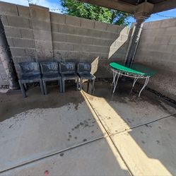 4 chairs and patio table