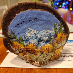 Beautiful Alaska Landscape Art On Fungi Signed By Artist 