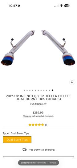 2017+ Infiniti Q60 Muffler Delete Exhaust – Dual Burnt Tips – Brand New