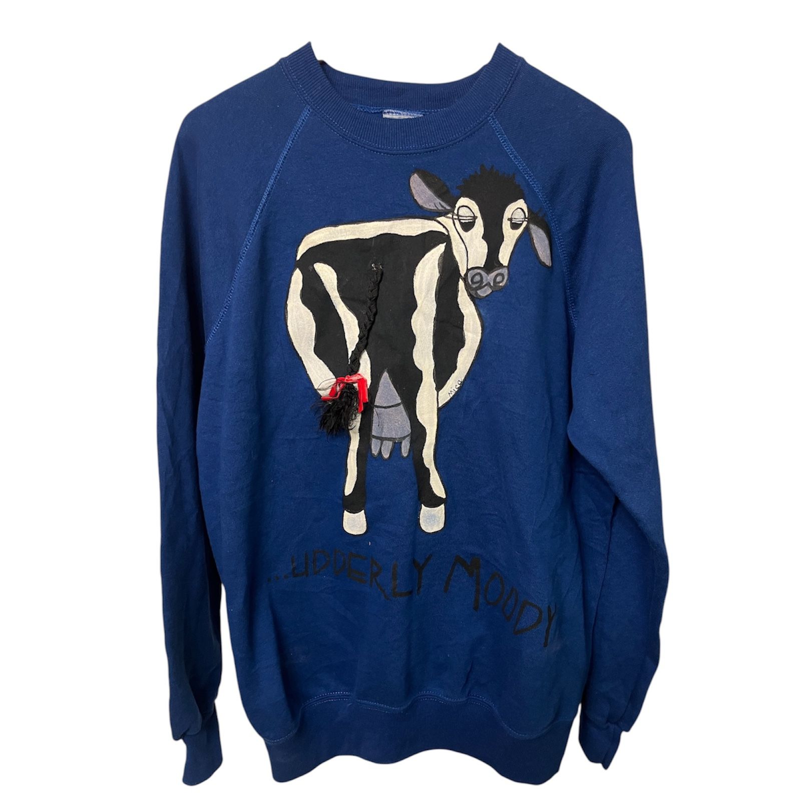 Vintage Udderly Moody Cow Sweater Sz Xl