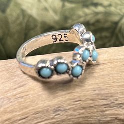 868 - PSC “ The Mermaid Kiss” Silver & Turquoise Color 925 Stamp Ring