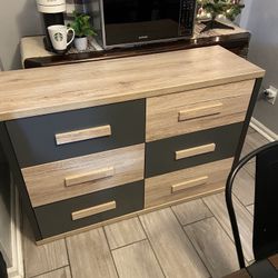 Brand New 6 Drawer Oak/dark Grey Dresser 