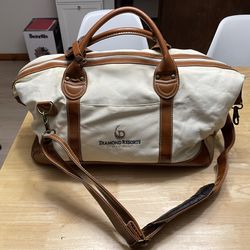 Leather and Canvas Bag With Removable Shoulder Strap
