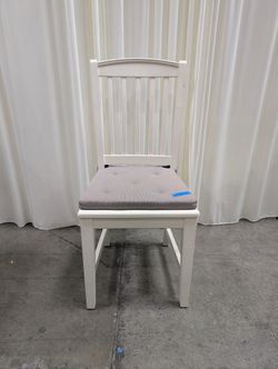 Cafe Kid White Wood Dining Chair with Grey Cushion