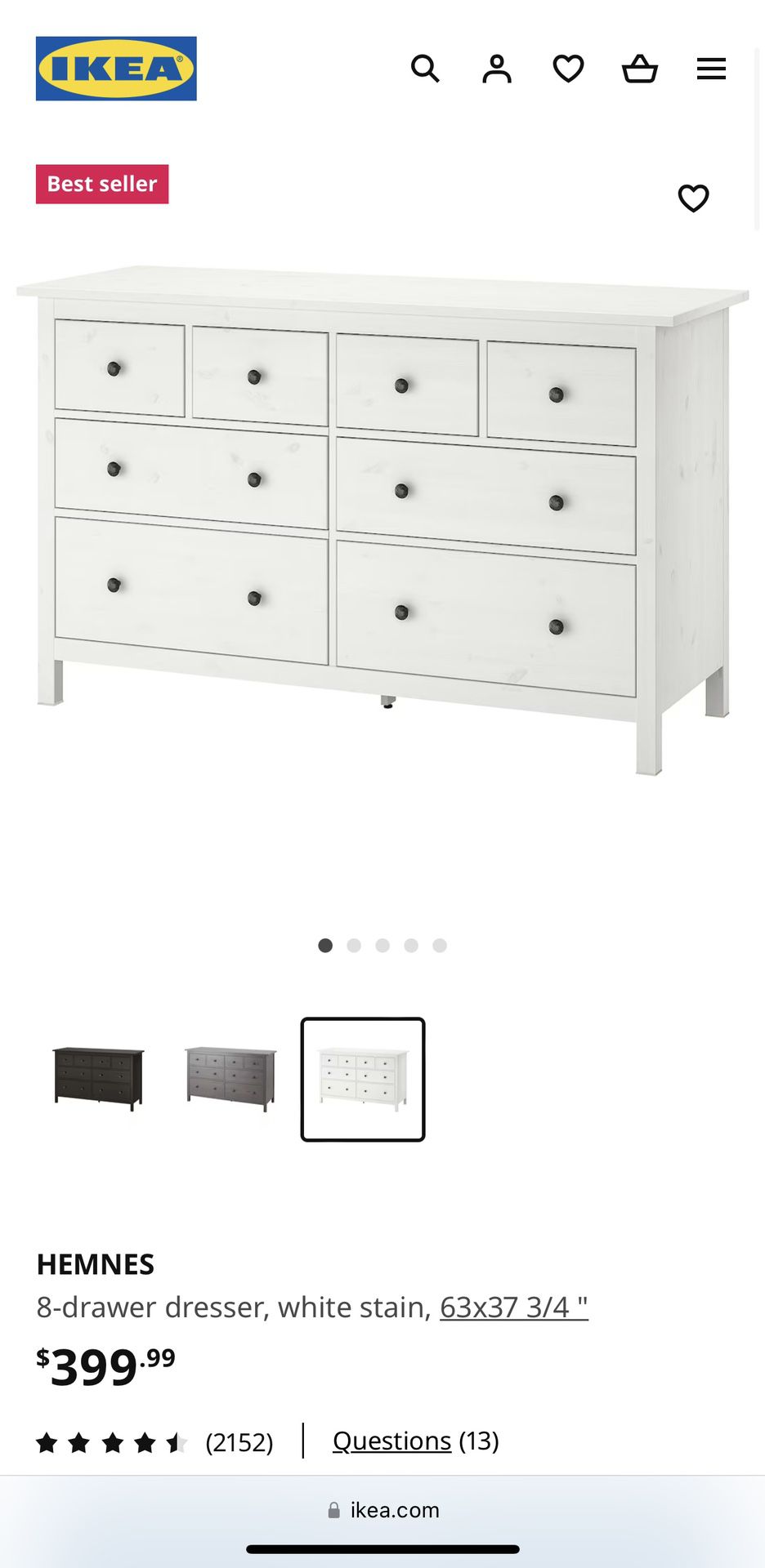 IKEA Hemnes Dresser In White