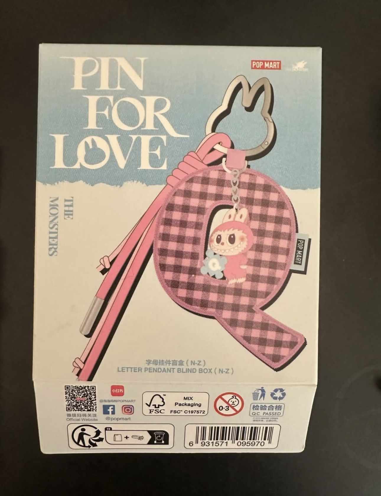 Authentic Pop Mart Labubu Pin for Love Pendant βNβ β $30 (or Trade for Letter J)