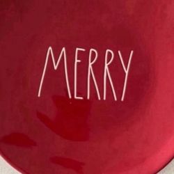 NEW RAE DUNN MERRY RED DINNER PLATE 