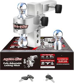 Uriah Products Aluma Tow Adjustable Lightweight Aluminum Alloy Trailer Hitch Interchangeable Ball