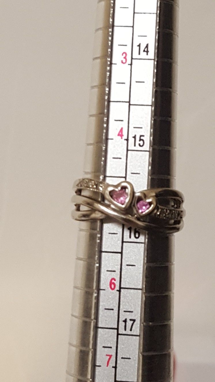 Beautiful Vintage Ring 10k Real White Gold, Amethyst stone, and Diamonds, Heart style, 3.09grs Size 5