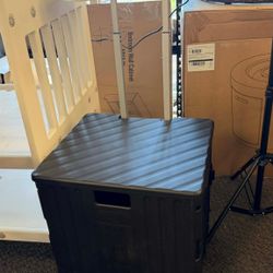 Folding Utility Cart Portable Rolling Crate Handcart Shopping Trolley Collapsible Tool Box, with Lid, Basket on 4 Rotate Wheels, for Grocery, Office, 