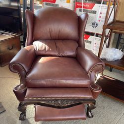 hancock & moore brown leather wingback lounge chair