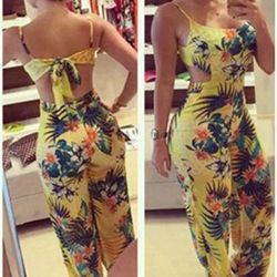 Backless Bow Tied Floral Bodysuit