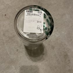 Ikea OMSESIDIG Carafe, Clear Glass/Green, 34 oz