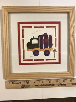 Framed art truck 9x9 inches by Carol Robinson Great decorative addition to all truck lover kids room