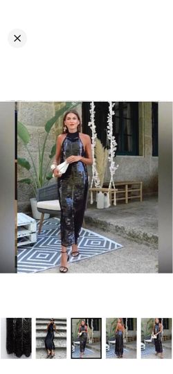 Black Sequin Halter Neck Maxi Dress