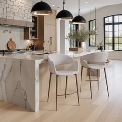 Limay Beige & Walnut Counter Stool