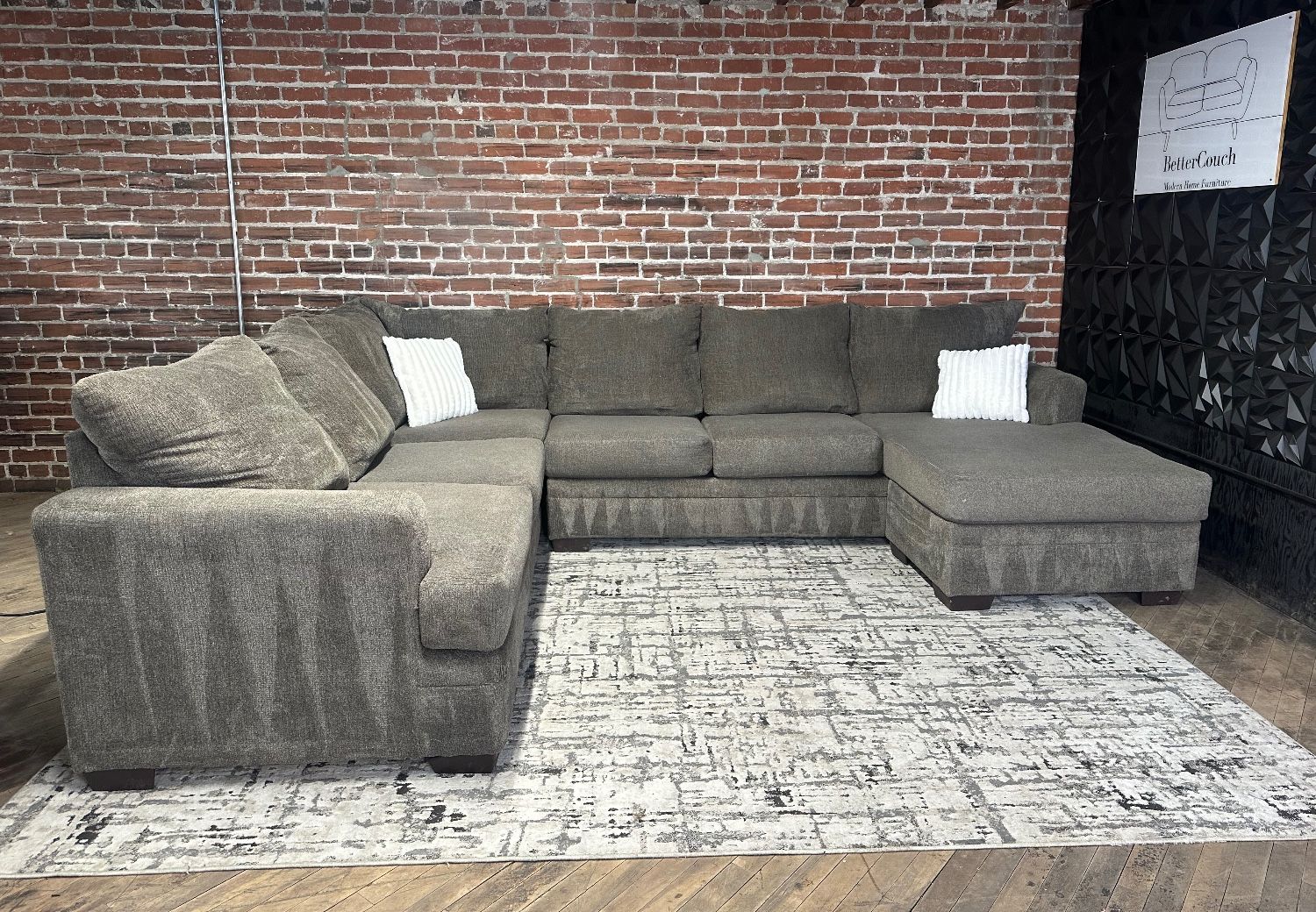Free Delivery- Brown U shaped sectional couch with reversible chaise