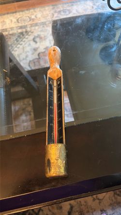 Antique Wooden Hanging Thermometer