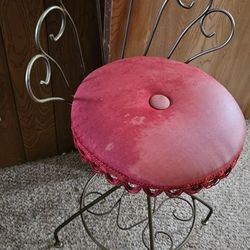Chair Vintage retro vanity boudoir chair Red Velvet 