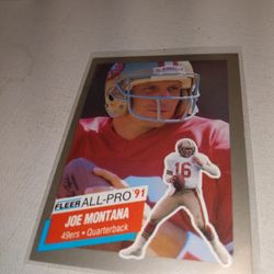 1991 Fleer Card Number 91 Joe Montana All Pro