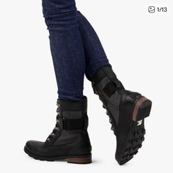 SOREL Women’s Emelie Conquest Black Boots 8