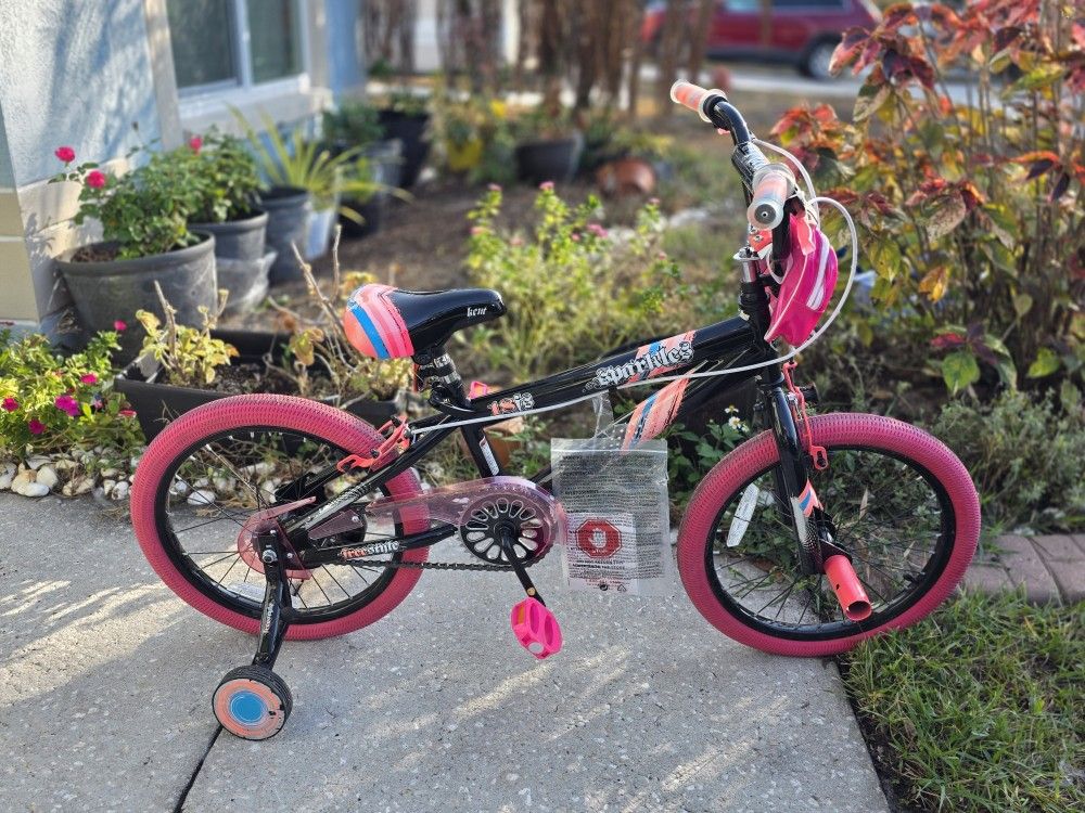 Kent Sparkles Bicycle, 18" Wheels, Child Ages 6+, Black and Pink