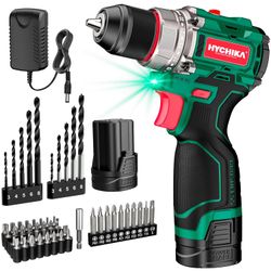 HYCHIKA Drill Set, True Brushless Power Drill Driver 16.8V Cordless Compact Drill Woman Man,410 IN-LB, LED Light,2 Variable Speed 23+1 Torque 3/8" Key