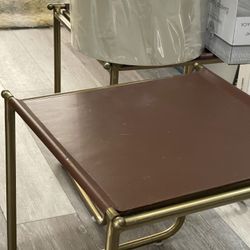 Metal And Faux Leather Side Table Set