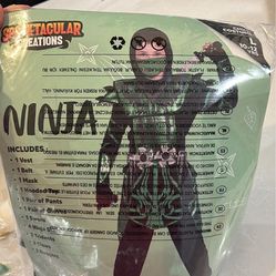 Ninja Boy Costume Green Large / Traje de Ninja Niño Grande Halloween