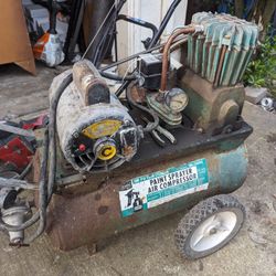 Vintage Sears 100 PSI Twin Cylinder Paint Sprayer Air Compressor