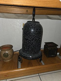 Decorative Black Ceramic Candle or Light Holder 
