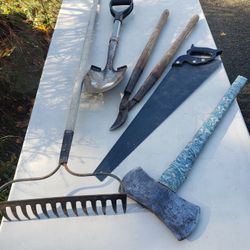 Double Bit Axe,  Hand Saw, Pruner, Shovel,  Rake