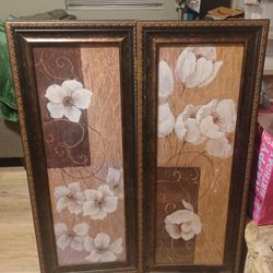 Two Tall Framed Prints 