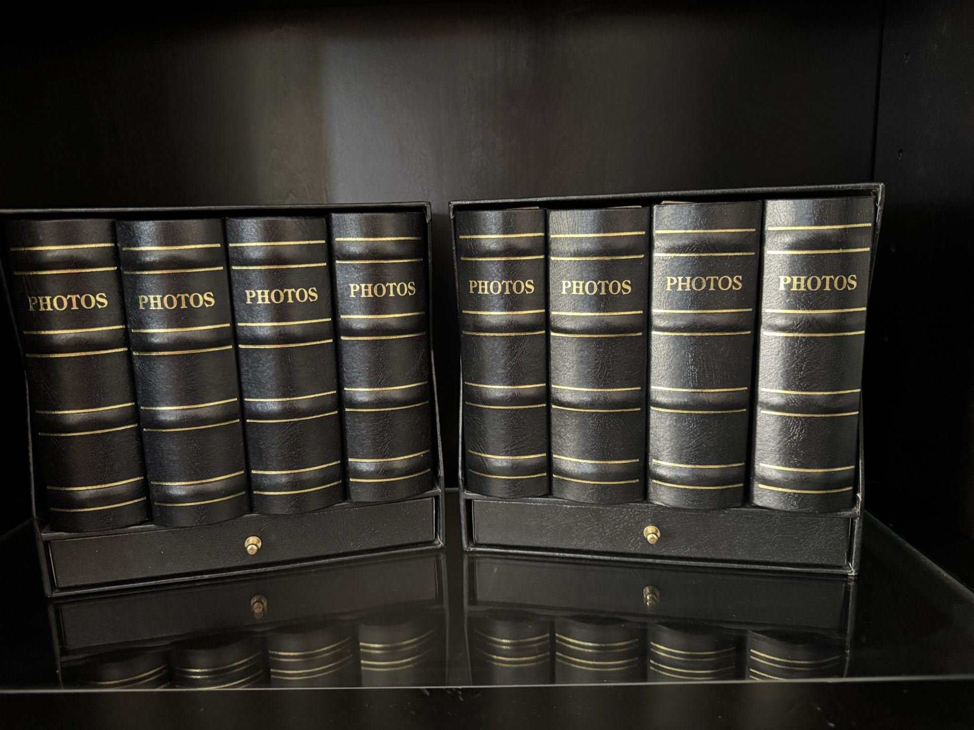 2 Box Sets 8 Photo Albums 800 6x4” Pictures Black Gold Book Case New 