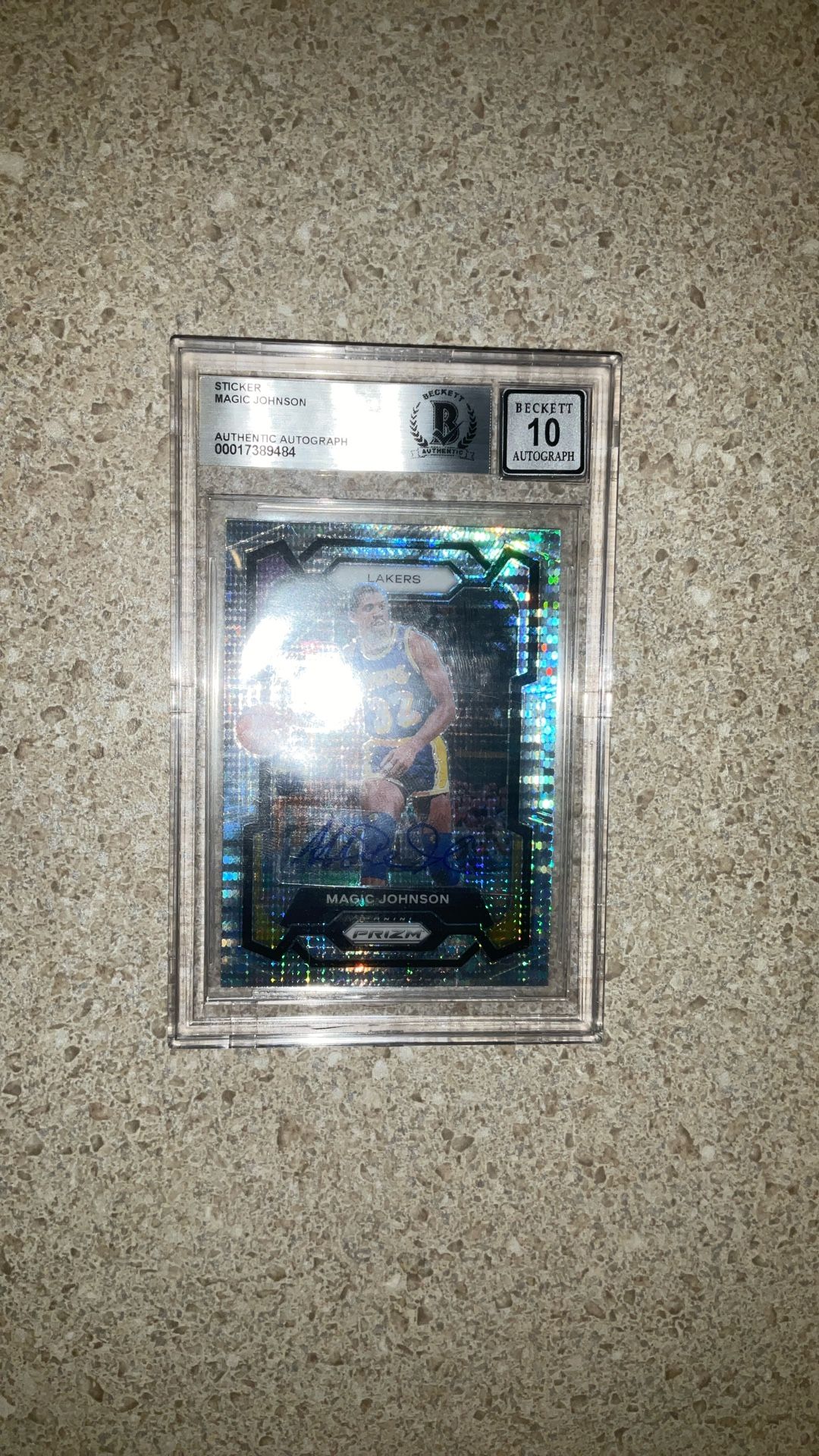 Magic Johnson On Sticker Signed Card!