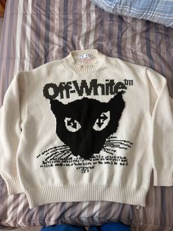 off white chunky cat knit sweater