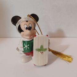 Lenox Disney Let It Snow Mickey Sledding Ornament Christmas Holiday 3.7” New Box