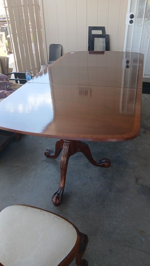 Vtg Mahogany Dinner Table 6 Matching Chairs