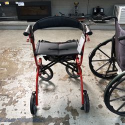 Red Drive Walker With Seat And Bag 