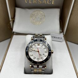 Versace Greca Sport Mens Watch Silver Stainless 43mm VEZ300521 New Authentic ⭐️
