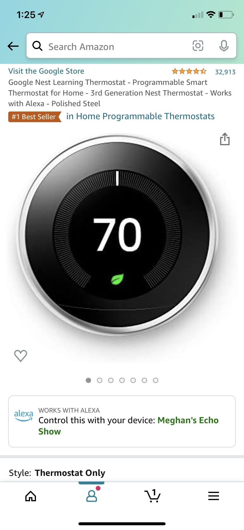 Google Nest Learning Thermostat - Programmable Smart Thermostat for Home - 3rd Generation Nest Thermostat - Works with Alexa - Polished Steel