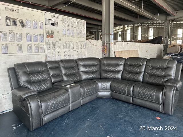 Grey leather sectional (BRAND NEW)