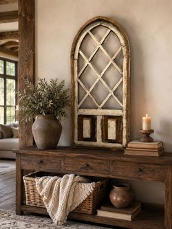 $40 FIRM – Rustic Arched Window Wall Décor