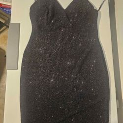 Black Spaghetti Strap Sparkling Mini Dress