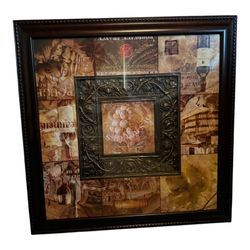 Wine and Grapes Framed Wall Art Vintage/Rustic Aesthetic Home Decor Hanging