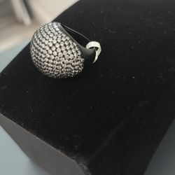 Black And Silver Statement Ring Size 7