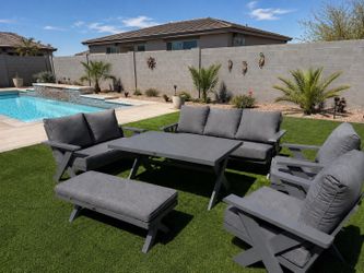 Black Aluminum Outdoor Patio Furniture Conversation Set *New*