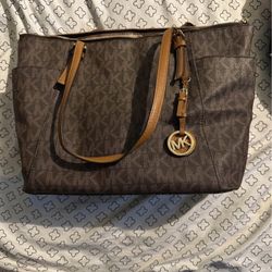 Michael Kors Tan and Brown Tote Bag, Medium Size 