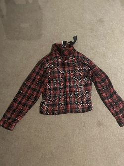 streetwear rhinestone flannel